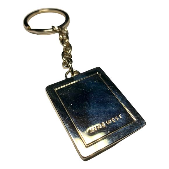 NINE WEST Vintage Heavy Weight Silver Square Keychain Key Ring Fob - Picture 2 of 5